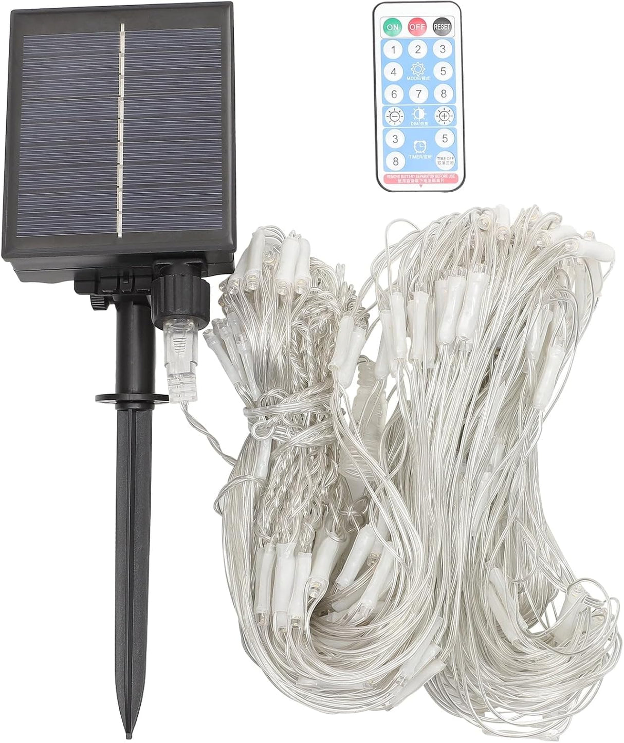 Solar Net Mesh String Lights 192 LED Outdoor Waterproof with Remote Blue — Allure Home Collections