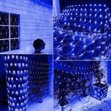 Solar Net Mesh String Lights 192 LED Outdoor Waterproof with Remote Blue — Allure Home Collections
