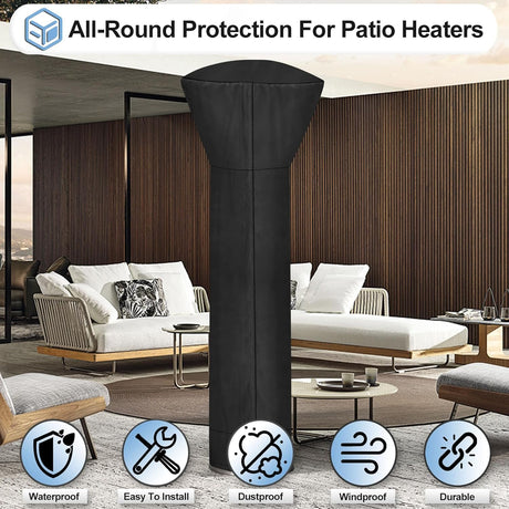 Patio Heater Cover, Black 226cm
