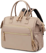 Convertible Nappy Backpack with Stroller Clip, 14 Pockets, Off White