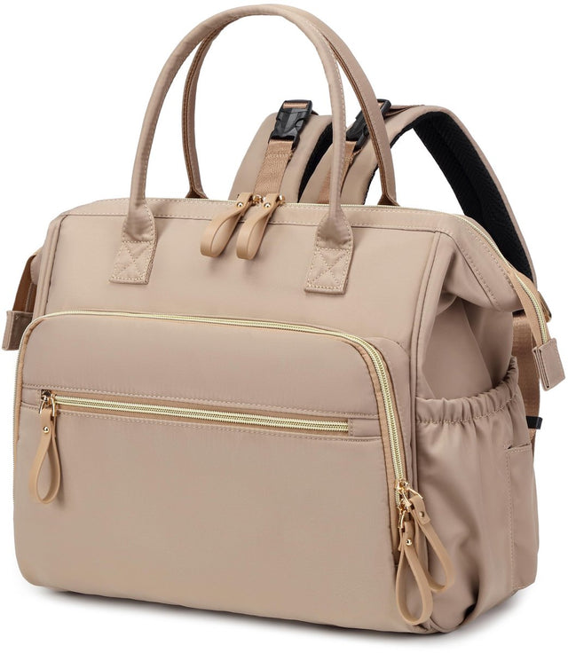 Convertible Nappy Backpack with Stroller Clip, 14 Pockets, Off White