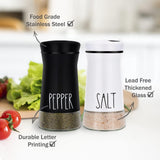 Monreale Salt and Pepper Shaker Set, Stainless Steel and Glass, Farmhouse, 2pcs