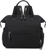 Convertible Nappy Backpack with Stroller Clip, 14 Pockets, Black