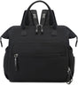 Convertible Nappy Backpack with Stroller Clip, 14 Pockets, Black