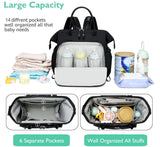 Convertible Nappy Backpack with Stroller Clip, 14 Pockets, Black