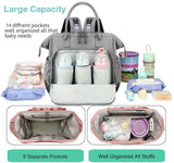 Convertible Nappy Backpack with Stroller Clip, 14 Pockets, Grey
