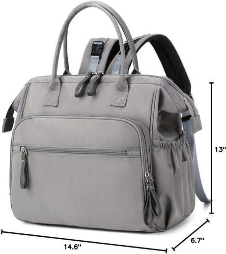 Convertible Nappy Backpack with Stroller Clip, 14 Pockets, Grey