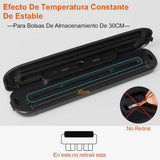 Vacuum sealer with lid open showing sealing bar and vacuum chamber