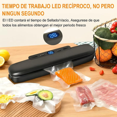 Sealed vacuum bags of meat and produce ready for fridge or freezer