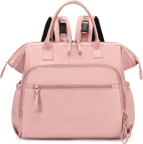 Convertible Nappy Backpack with Stroller Clip, 14 Pockets, Pink