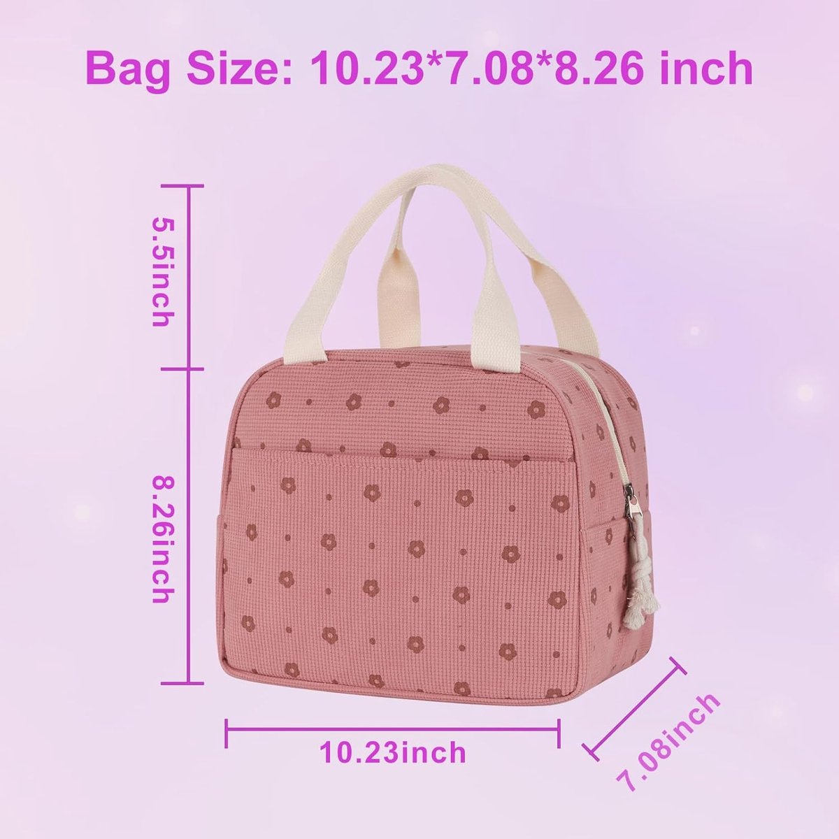 Nadgee Insulated Corduroy Lunch Bag, Cooler Tote, Pink
