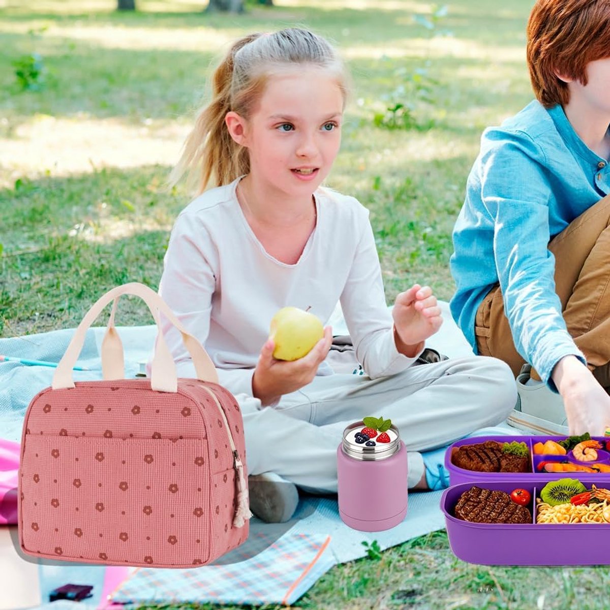 Nadgee Insulated Corduroy Lunch Bag, Cooler Tote, Pink