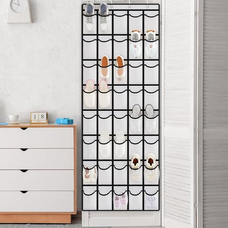 Over door hanging storage organiser with 24 pockets and 4 hooks