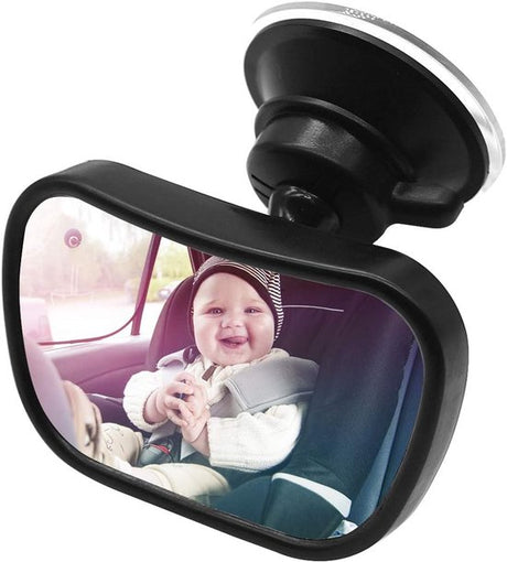 Baby Car Mirror, Rear Facing 360 Degree with Suction Cup and Clip