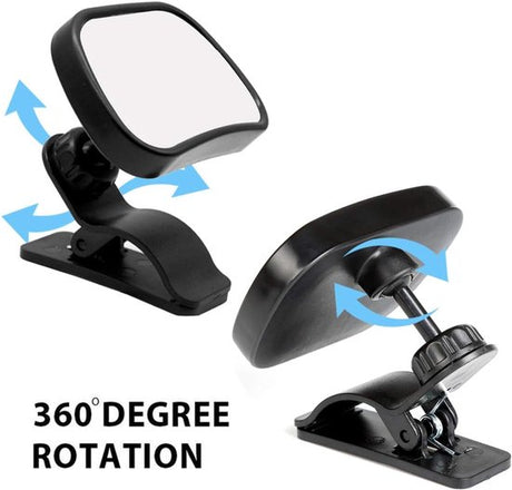 Baby Car Mirror, Rear Facing 360 Degree with Suction Cup and Clip