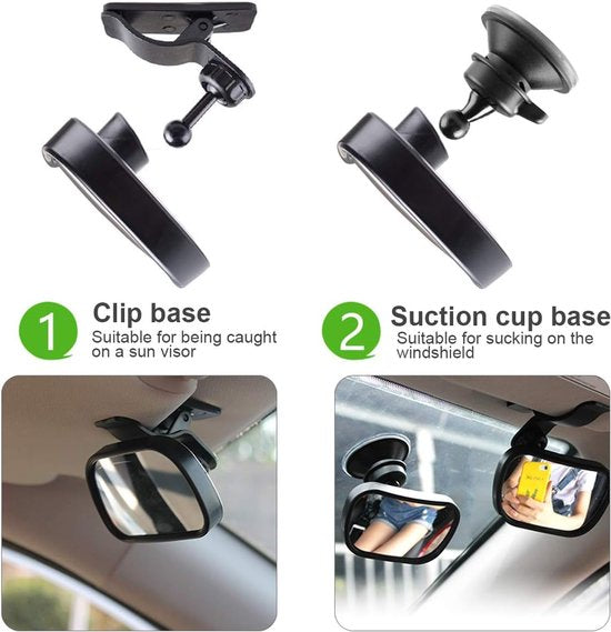 Baby Car Mirror, Rear Facing 360 Degree with Suction Cup and Clip