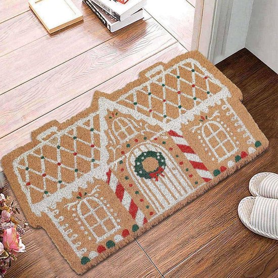 Christmas gingerbread house door mat