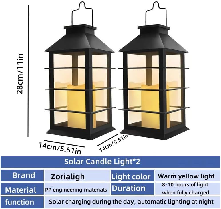 Presicce Solar Candle Lamps, Flame Effect, 2 Pack