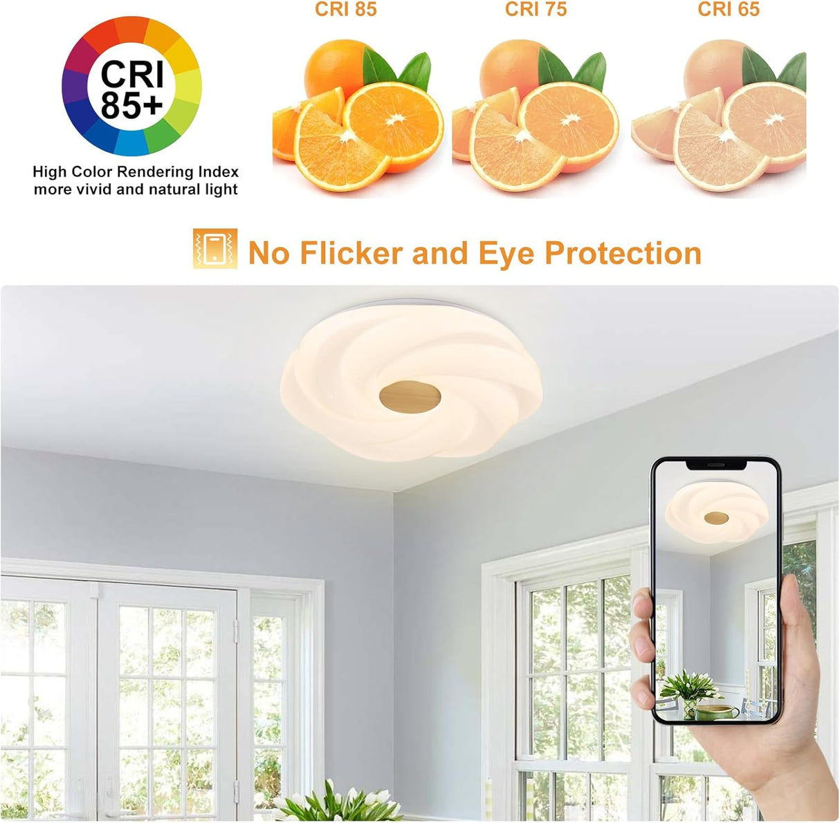 LED flower ceiling light, detail view