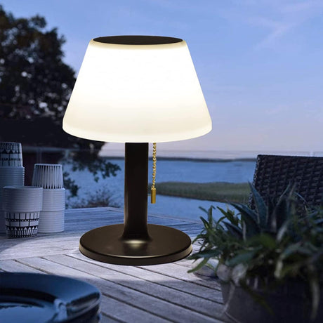 Black cordless solar LED outdoor table lamp - view 2
