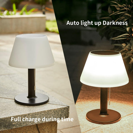 Black cordless solar LED outdoor table lamp - view 4