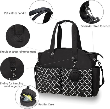 Black baby diaper bag with 13 compartments - view 4