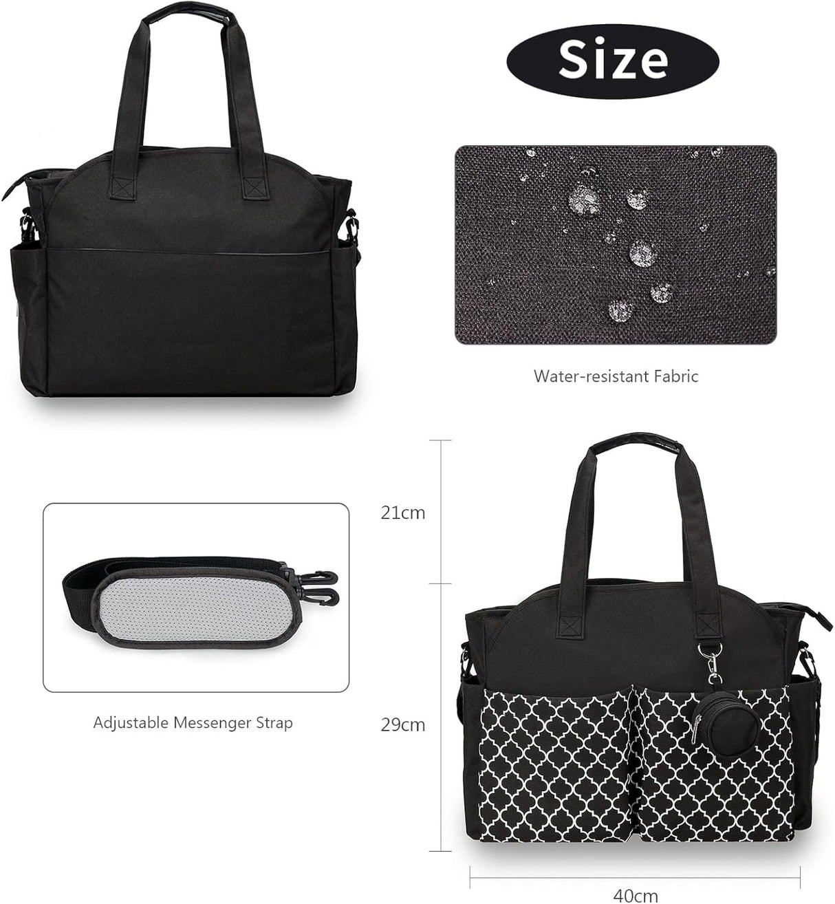 Black baby diaper bag with 13 compartments - view 5