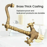 Brass swivel basin mixer tap in antique copper