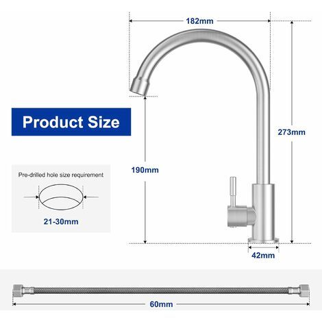 Stainless steel cold water kitchen tap