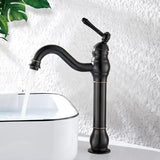 Brass swivel basin mixer tap with high spout in black