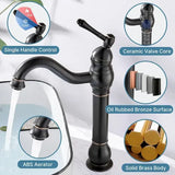 Brass swivel basin mixer tap with high spout in black