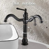 Brass swivel basin mixer tap with high spout in black