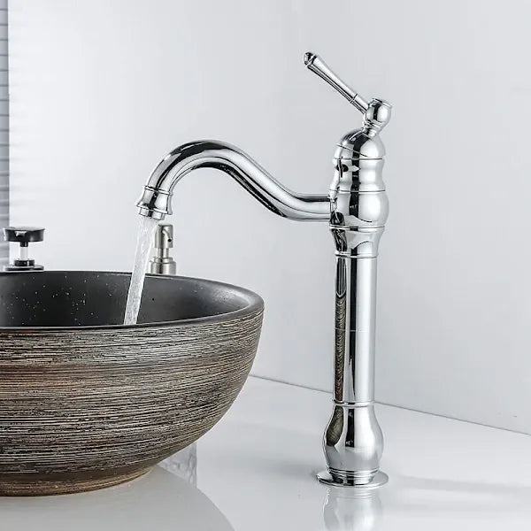 Brass swivel basin mixer tap with high spout in chrome