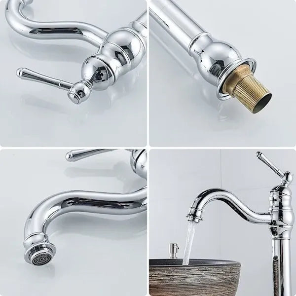 Brass swivel basin mixer tap with high spout in chrome