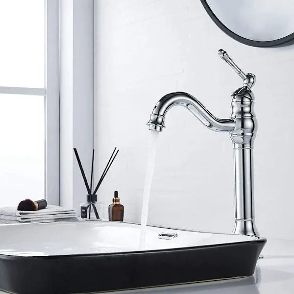 Brass swivel basin mixer tap with high spout in chrome