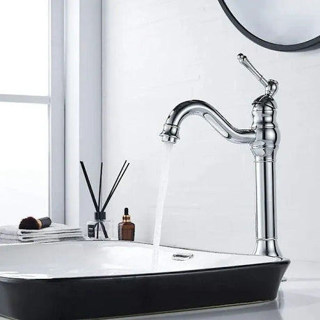 Brass swivel basin mixer tap with high spout in chrome