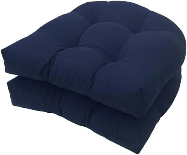 Navy Blue U Shaped Outdoor Chair Seat Cushions, 2 Pack