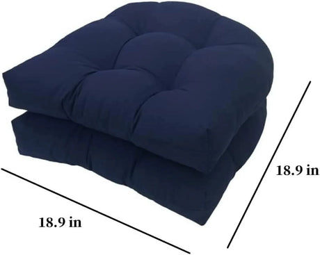 Navy Blue U Shaped Outdoor Chair Seat Cushions, 2 Pack