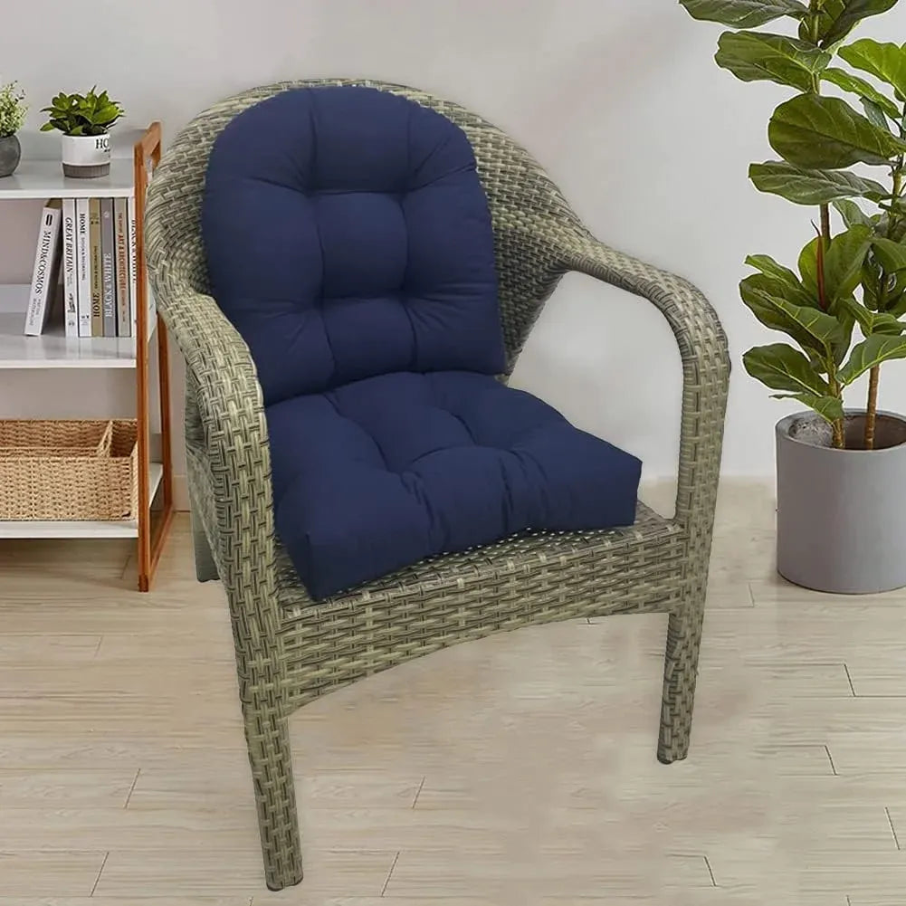 Navy Blue U Shaped Outdoor Chair Seat Cushions, 2 Pack