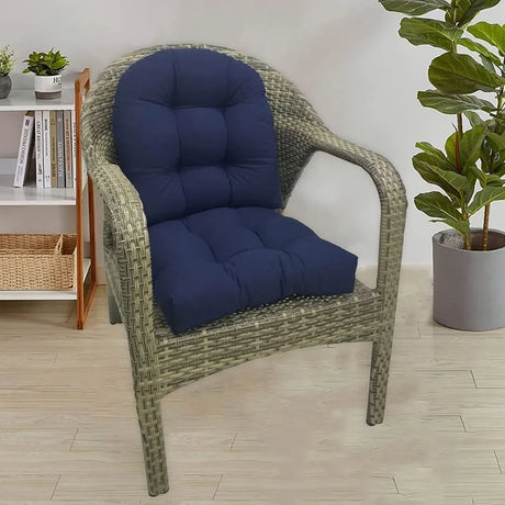 Navy Blue U Shaped Outdoor Chair Seat Cushions, 2 Pack