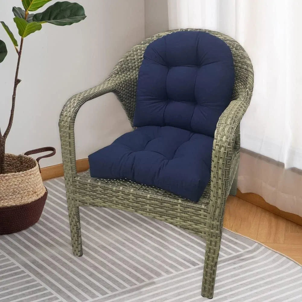 Navy Blue U Shaped Outdoor Chair Seat Cushions, 2 Pack