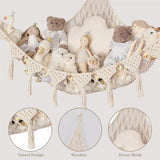 Stuffed animal storage hammock holding plush toys