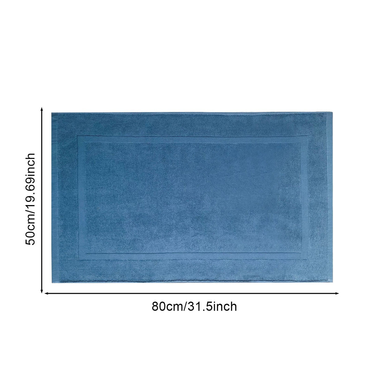 White cotton floor towel bath mat placed beside a bath tub