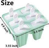Green silicone six cavity ice pop mould with reusable sticks