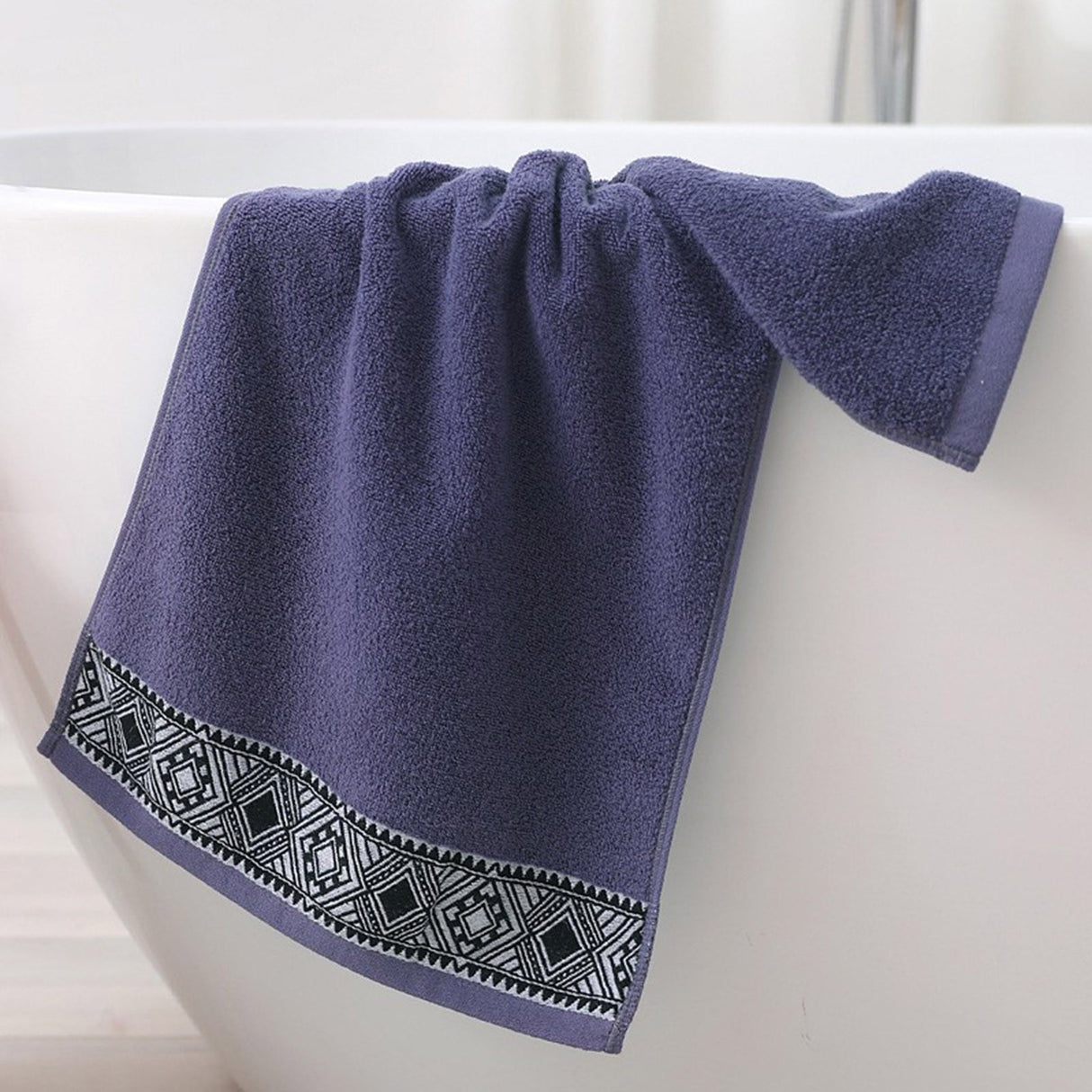 Cotton towel showing absorbent looped pile texture in close up