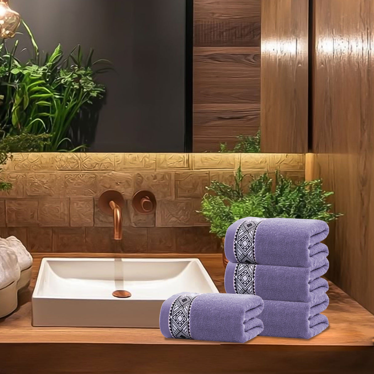 Cotton towel hanging over a bathroom rail