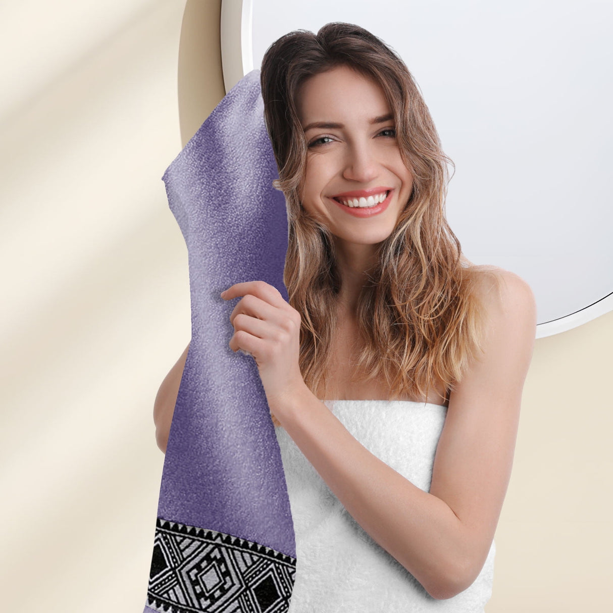 Cotton towel rolled to show its soft, lightweight pile