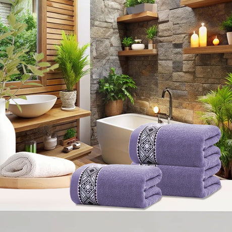 Cotton towel dimensions shown as 73 by 34 centimetres