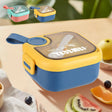 Blue bento lunch box with compartments