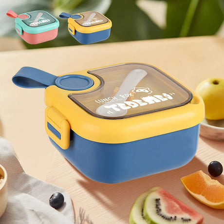 Blue bento lunch box with compartments
